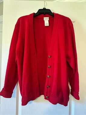 Bobbie Brooks Bright Red Button-Up Women's Cardigan